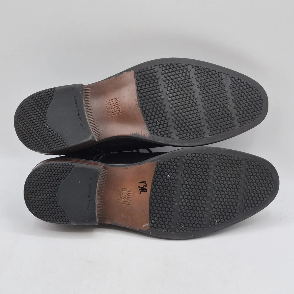 Nunn Bush Shoes Mens Size 10 Black‎ Leather Derby Dress Comfort Gel 81339-001